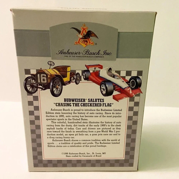 Vintage 1991 Anheuser Busch Budweiser Stein Chasing the Checkered  Flag Racing - Picture 4 of 12
